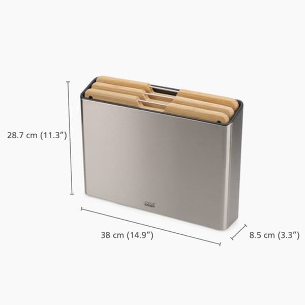 JOSEPH JOSEPH Folio Set med 3 skärbrädor i bambu med stålbehållare