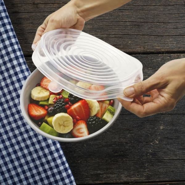 Set med 6 stretchiga silikonlock för förvaring från 6 till 20 cm Fackelmann Basic