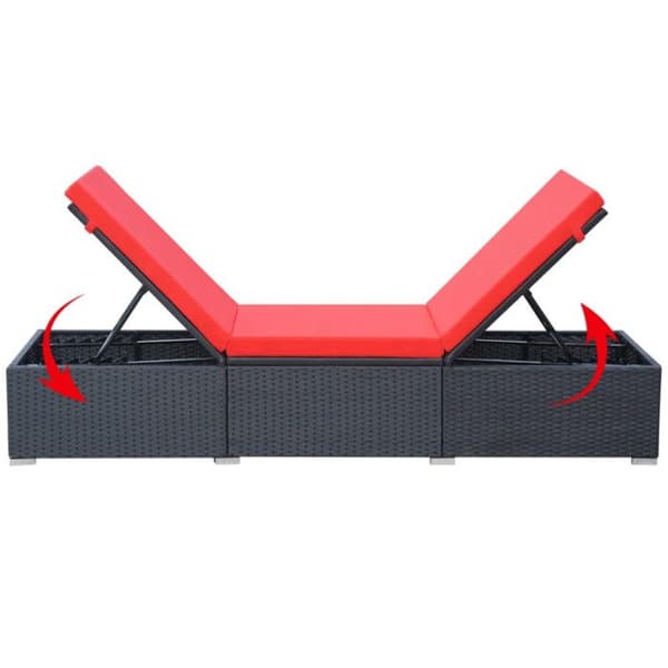vidaXL Solstol med Kudde Poly Rattan Svart