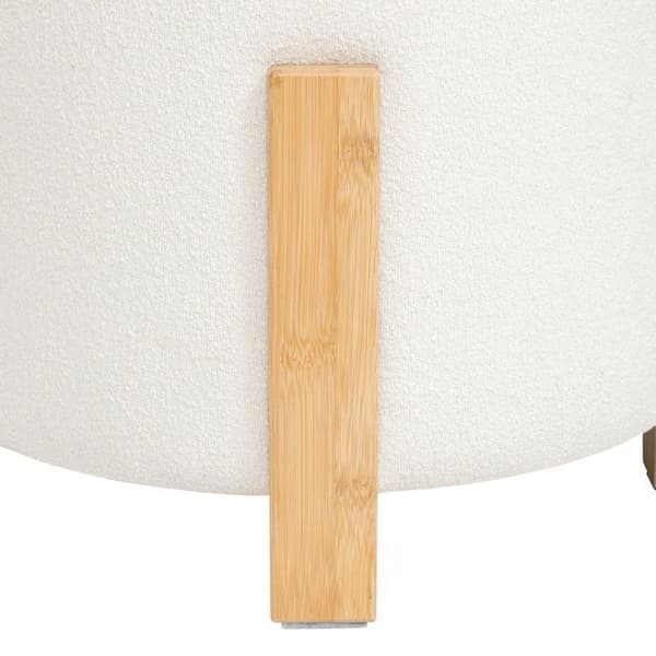 Taburett "Bansa" bouclette bambu vit D37,5x32cm - Atmosphera Inredningsdesigner