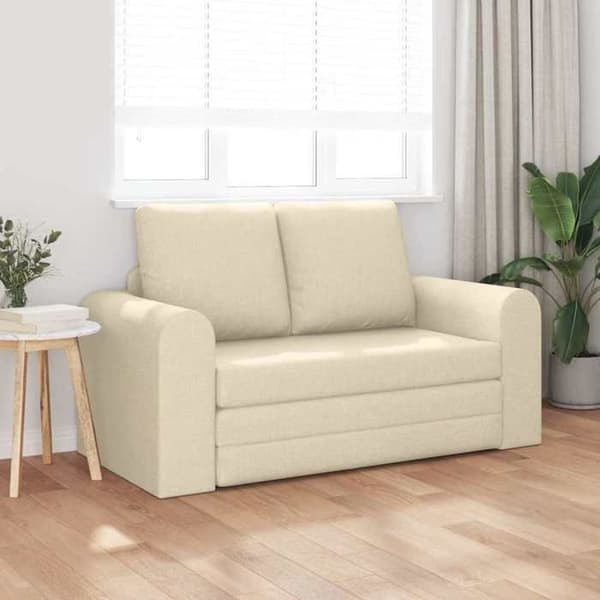 Sängsoffa 2-i-1 Creme 148x71x83 cm Tyg