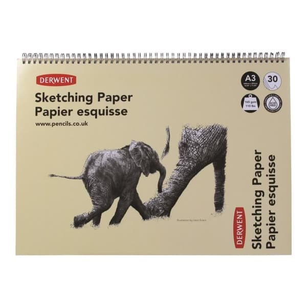 Skissblock - Derwent - A3 - 30 ark - Syrafritt papper - Spiralbindning