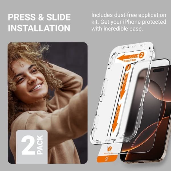 Crong EasyShield 2-Pack – Härdat glas för iPhone 16 Pro Max (2 stycken)
