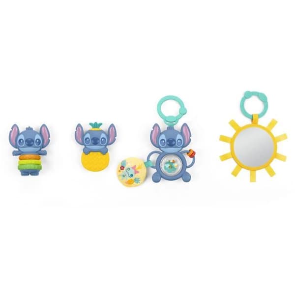 DISNEY BABY - STITCH - Presentlåda för nyfödda - 4 babyleksaker, Rassel, Bitleksak, Multisensoriska leksaker