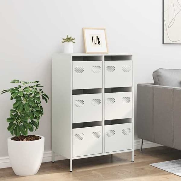 vidaXL Buffé hög vit 68x39x101,5 cm stål 851225