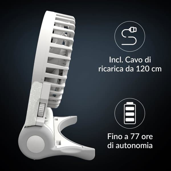 Bärbar Fläkt - ARCTIC - Summair 2Go - Vit - Uppladdningsbar - Variabel Hastighet - USB-C