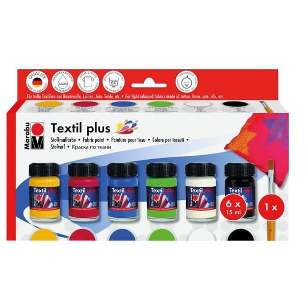 Marabu textiltextilfärgsats (6 flaskor à 15 ml) - MR171500087