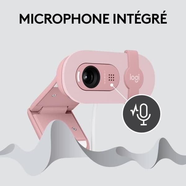 Webbkamera - Full HD 1080p - Logitech - Brio 100 - Integrerad mikrofon - Rosa
