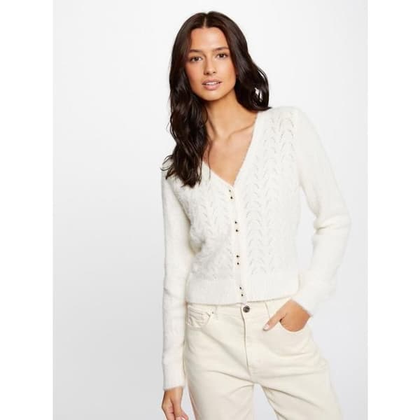 Pull Femme - MORGAN - Mlilo - Écru - Långa ärmar - V-ringning - Gulddetaljer