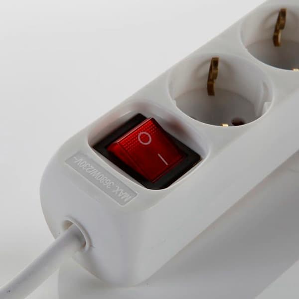Alyco Power Strip - 199446 - Multipel bas 6 enchufes med switch 3m kabel, vit