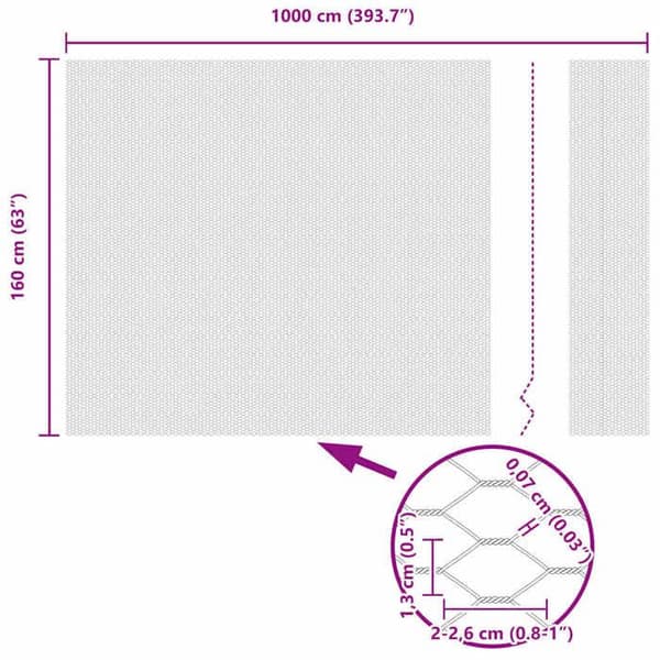 vidaXL Hexagonal stängsel Grå 1,6 x 10 m PVC 42005509