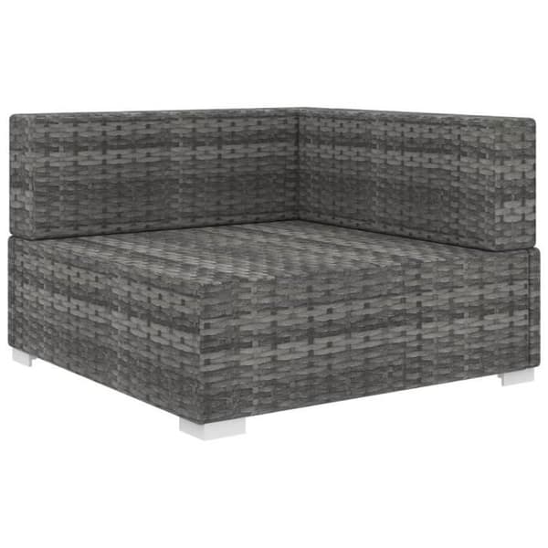 K чита за hörn - VIDAXL - Grå - Flätad plast - Kuddar ingår - Utomhusbruk