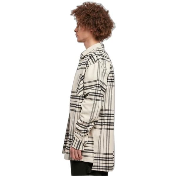 Lång rutig skjorta - URBAN CLASSICS - Summit - Beige - Oversize - 100% bomull