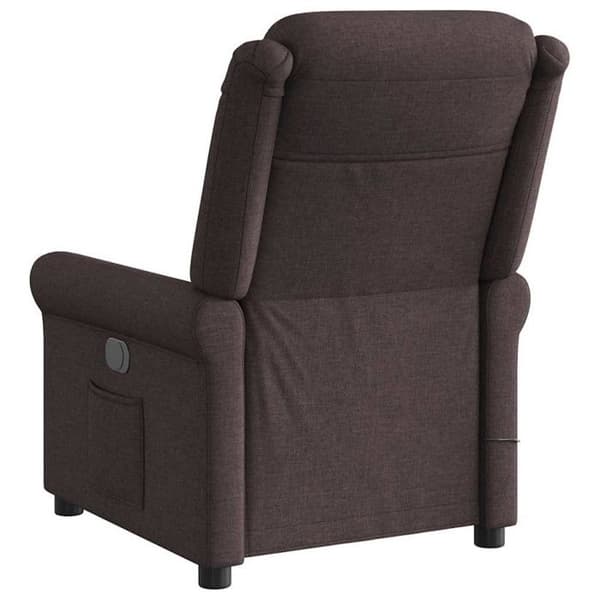 Mörkbrun lutande massagefåtölj i tyg