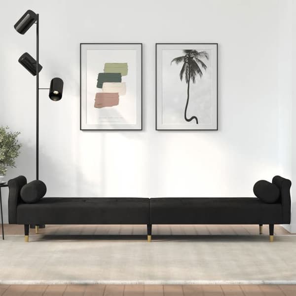 vidaXL bäddsoffa med kuddar Black Velvet 351861