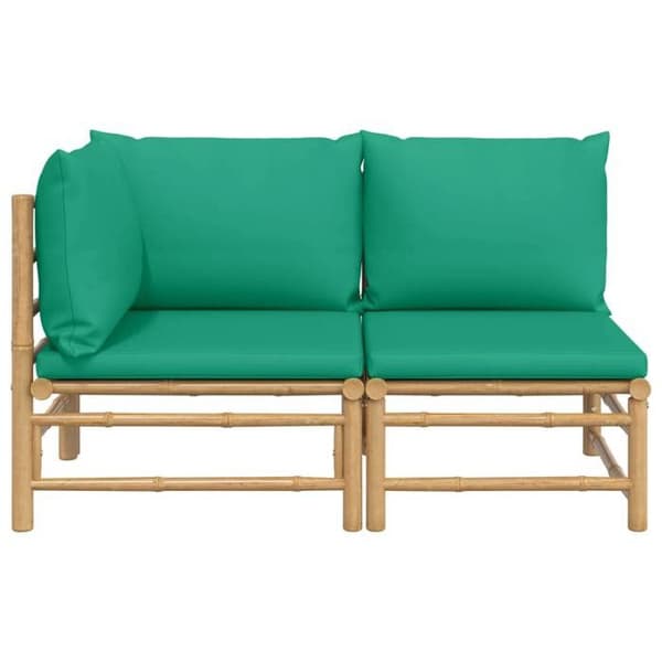 vidaXL Trädgårdsmöbler Set 2 st med Kuddar Bambu Grön 362291