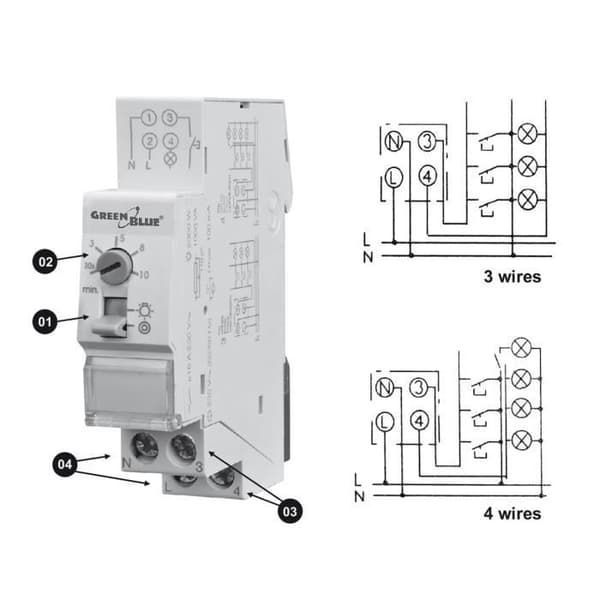 GreenBlue GB114 16A 250V Trappbelysning Timer
