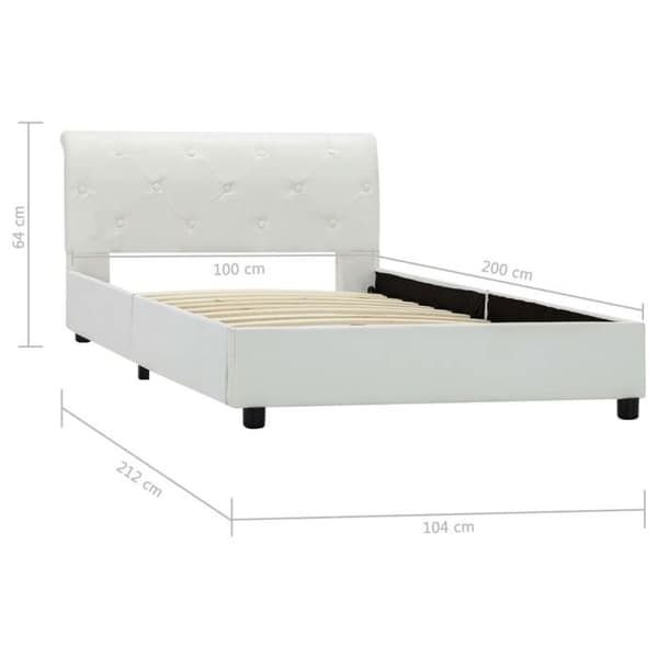 vidaXL Sängram Vit Konstläder 100 x 200 cm 284871