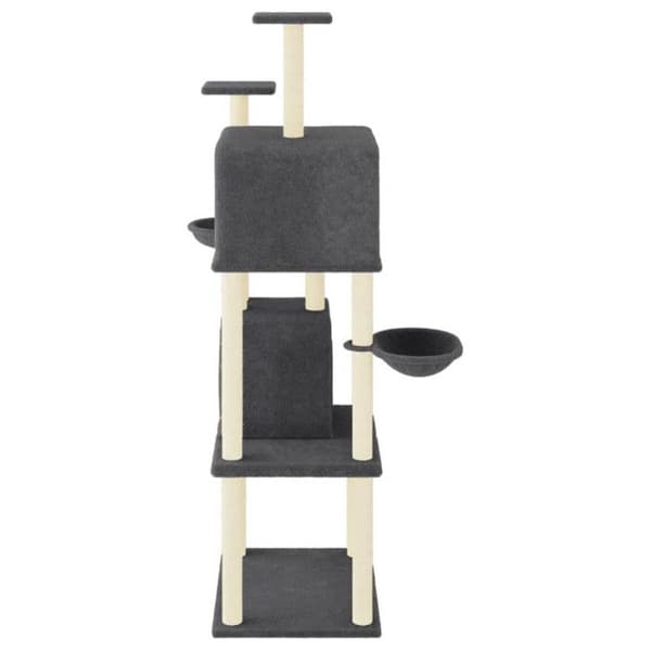 vidaXL Kattträd med Sisal-skrapstolpar Mörkgrå 180 cm 172033