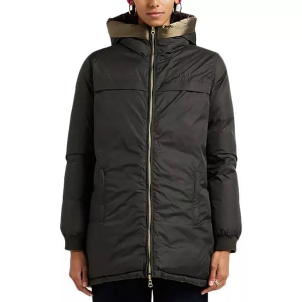 Reversible lång puffjacka med huva för kvinnor Schott RIVERSA2W