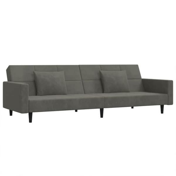 vidaXL 2-sits bäddsoffa med två kuddar mörkgrå sammet 375817
