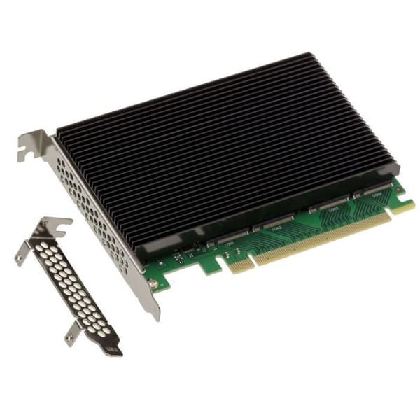 KALEA-INFORMATIQUE PCIe Gen5 x16 kontrollerkort för 4 SSD M.2 NVMe (PI6CB33402)