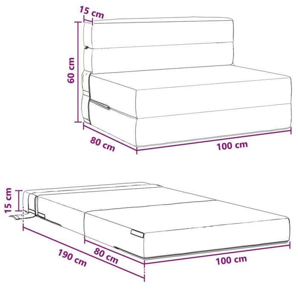 vidaXL Fällbar sängsoffa Mörkgrå 100 x 80 x 60 cm Tyg 900103