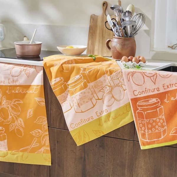 Orange jacquard tryckta handdukar 50x50