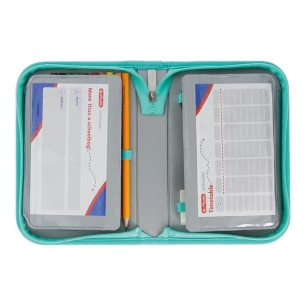 Pennfodral - HERLITZ - 50038251 - Polyester - Blå - Dubbelsidig dragkedja