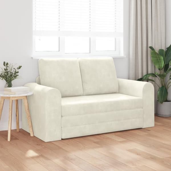 Sängsoffa på golvet 2 i 1 Kräm 148x71x83 cm Sammet