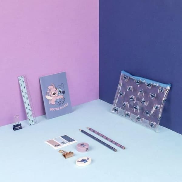 Skrivsets - Stitch - 12 bitar - Blå - PVC - För Barn