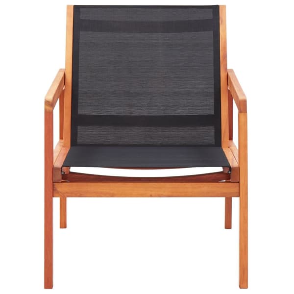 vidaXL Trädgårdsstol Svart Solid Eucalyptus Wood och Textilene