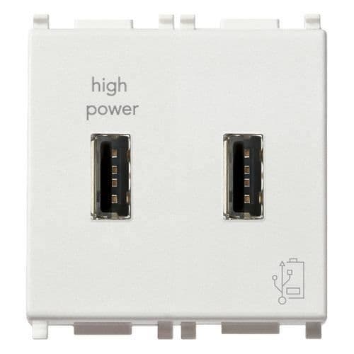 Strömenhet - VIMAR - PLANA 14295 - 2 USB-portar - 5V 2,1A - Vit