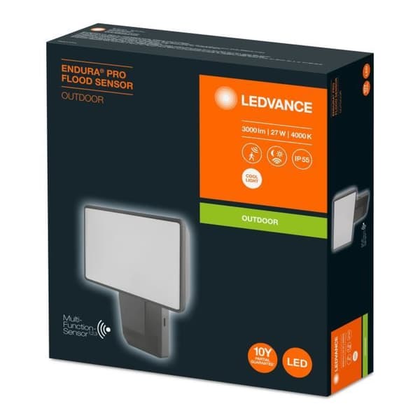 LED ENDURA PRO FLOOD Sensorprojektor 30w = 3000lm Ip55 â€ “Grå - Cool White
