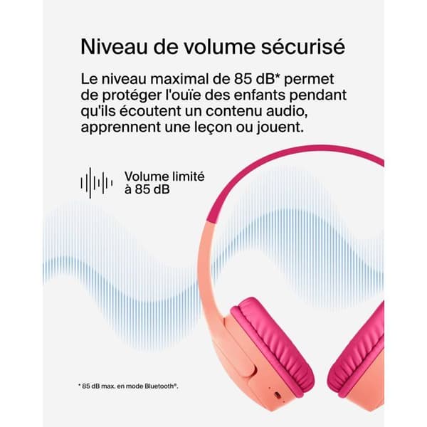 Barnhörlurar - BELKIN - Soundform Mini - Rosa - Sladd - Över-örat