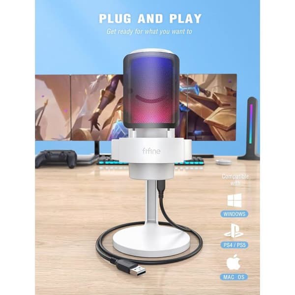 Mikrofon USB - FIFINE - Gaming - RGB - Unidirektionell - Touchkontroll