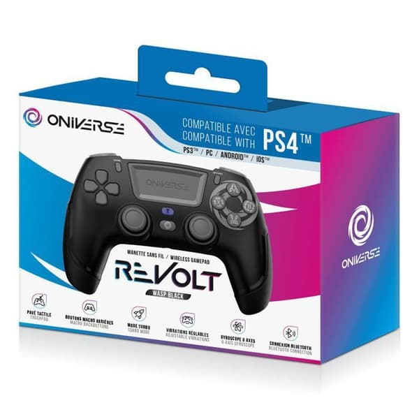 Oniverse Revolt trådlös handkontroll för PS4 PC och Mobile Bluetooth Wasp Black
