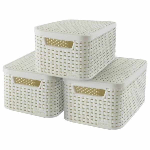Curver Style förvaringsbox med lock 3 st S Vit 240586