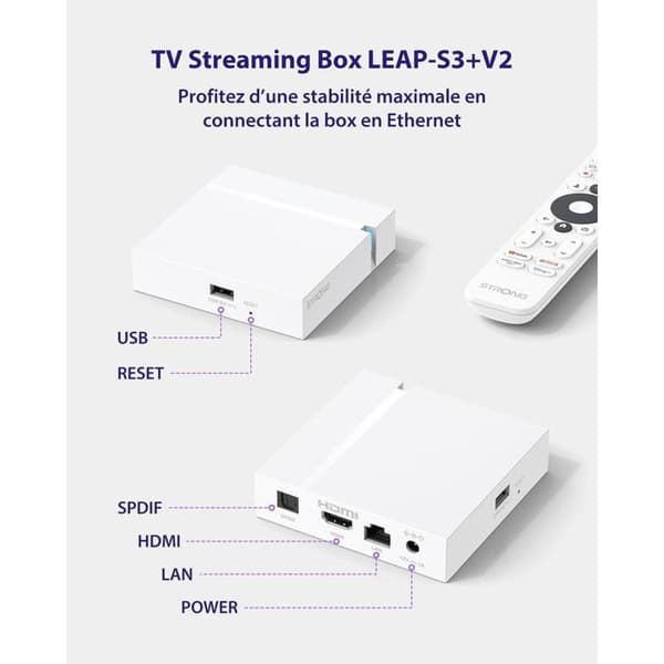 STRONG - LEAP-S3+V2 - Streaming Box Google TV 4K - Chromecast - Wifi - Bluetooth - Google Assistent - Dolby Atmos/Vision - HDR