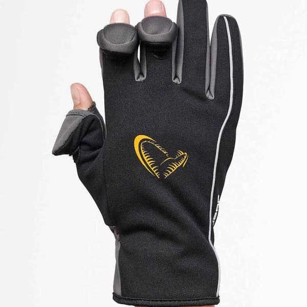 Vinterhandskar Softshell - SAVAGE GEAR - Storlek L - Varm foder - Vindskyddande skal - Vikbara spetsar