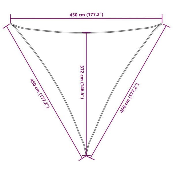 vidaXL Solskyddsduk Oxford triangulär 4,5x4,5x4,5 m 135398