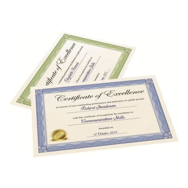 Avery C2425 Vit, blå kontur A4 (210 x 297 mm) 100 g/m2 10 ark certifikatpapper