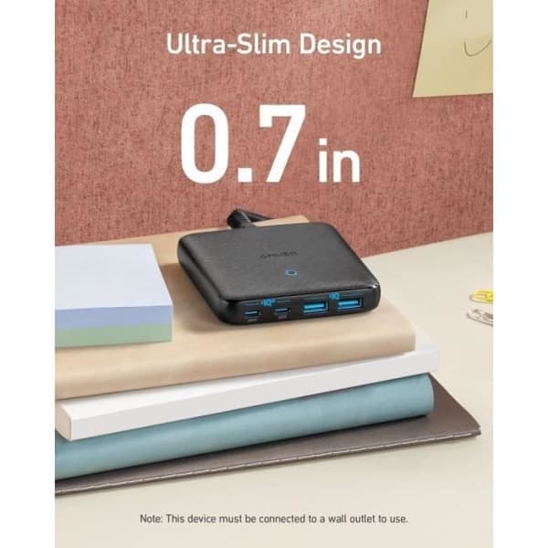 Laddare - Anker - PowerPort Atom III - 65W - 2xUSB-C - 2xUSB-A - Snabbladdning