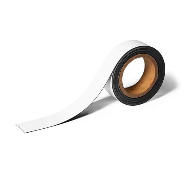 Magnetisk Band - Hållbar - Klippbar - Vit - 5m x 40mm - Flexibel Etikettering