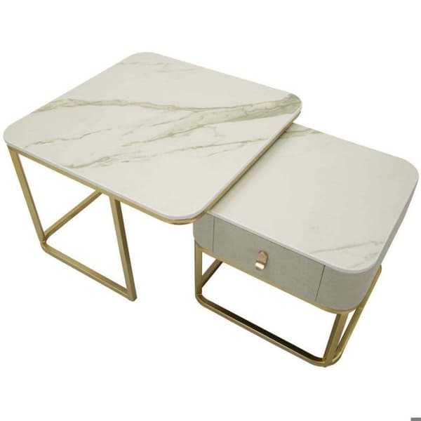 Set med 2 stapelbara sidobord i MDF och metall Beautry