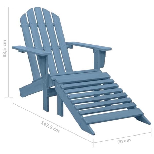 vidaXL Adirondack-trädgårdsstol med puff i solid furu Blå