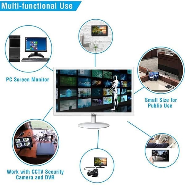 Eoulyee 22 Tum Övervakningsskärm Vit CCTV Säkerhetskameramonitor