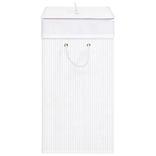 vidaXL tvättkorg med 2 sektioner bambu vit 100 l 320744