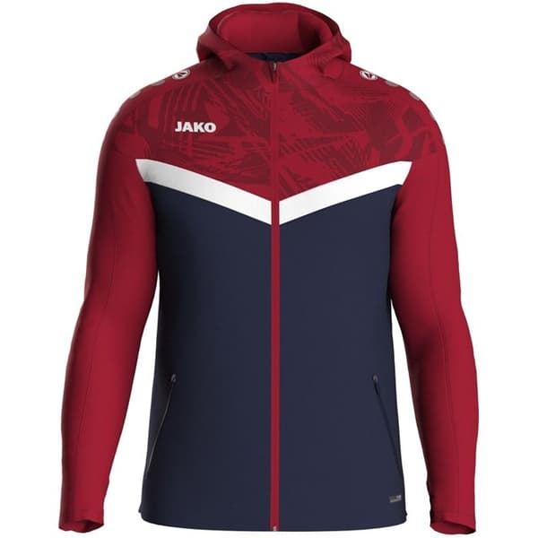 Jako Iconic barn hoodie full zip jacka - marinblå/röd