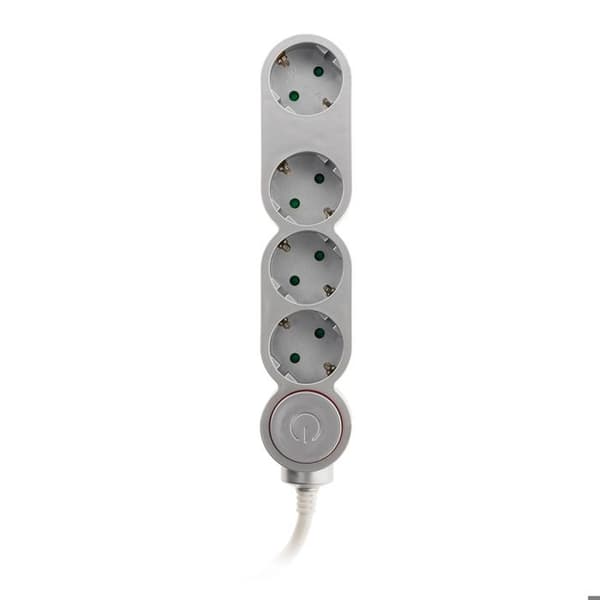 Multikontakt + strömbrytare 4 Schuko-kontakter 16A - Grå - Zenitech